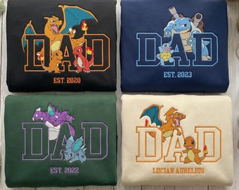 Custom PokaDad Embroidered Shirt,Personalized Anime Characters Sweatshirt,Anime Father's Day Gift,Birthday Gift For Dad, Pocket Beast Hoodie