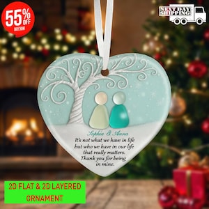 Personalisierte 3D Freundschaft Meerglas Ornament, benutzerdefinierte Bester Freund Weihnachtsdekor Geschenk, Keramik Andenken für Fernfreunde