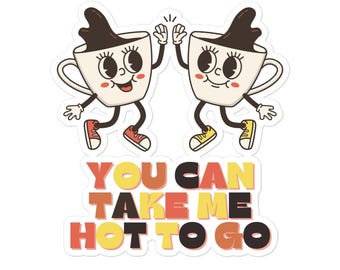 Retro Coffee Cup Sticker: Funny Vinyl Decal for Coffee Lovers