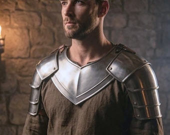 Hombreras de acero para armadura de fantasía medieval / Acero de titanio, acero dulce y acero inoxidable / Armadura para LARP y cosplay