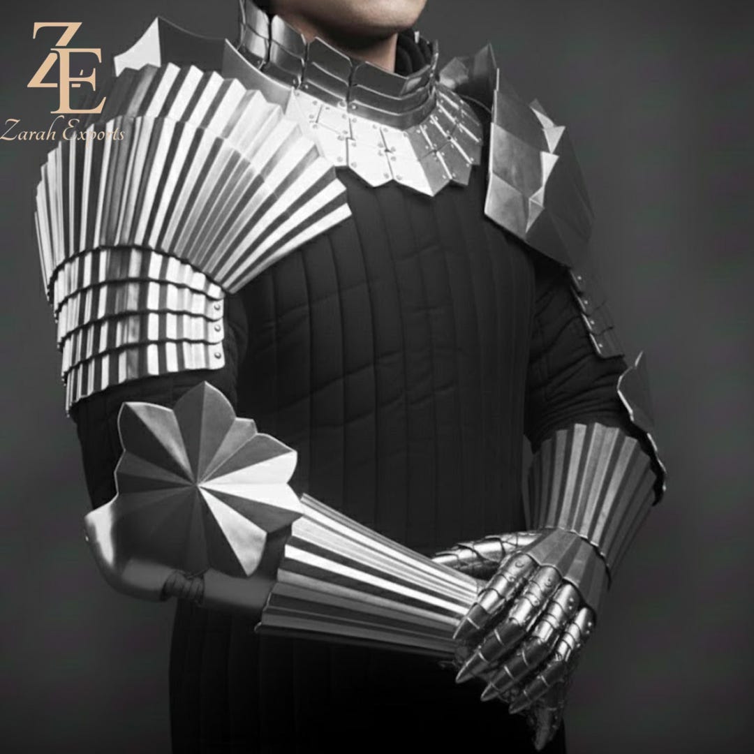 Fluted Gothic Steel Half Armor Suit, Ribbed Pauldrons, LARP Cosplay - Etsy