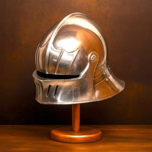 Medieval German Sallet Helmet, Knight Warrior Armor, LARP Cosplay, Roman Viking Spartan, 15th Century Replica, Functional Collectible Prop