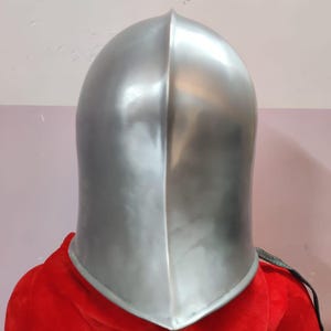 Handgeschmiedeter Barbuta Helm: 15th Century Italienische Ritterrüstung (18G Stahl) Bild 14