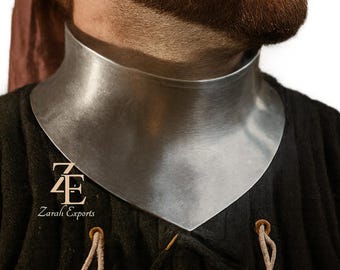 手作りのスチール製喉当て、中世の首当て、LARP再現