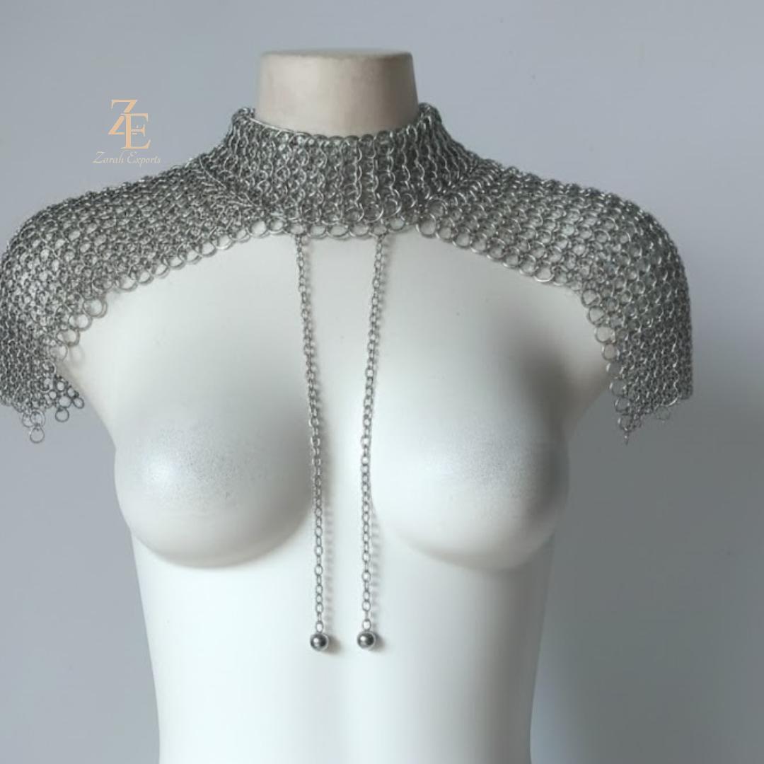 Handmade Chainmail Collar, Medieval Cosplay Armor, Adjustable Neck Cape ...