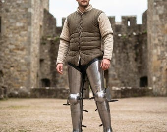 Medieval Knight Leg Armor Set, Polished Steel Cuisses Poleyns Greaves Sabatons, Full Leg Armor, LARP Reenactment, Custom Armor