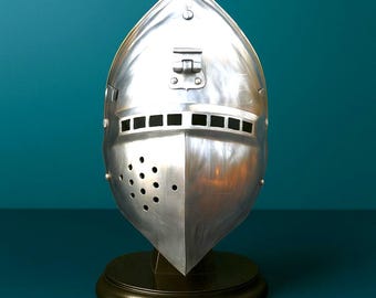 German Pigface Bascinet Helmet – 18G Steel Klappvisor Helm, Medieval Reenactment