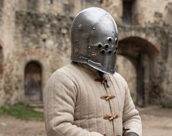 Steel Marauder Helmet | Medieval Knight LARP Cosplay Armor, Dark Warrior Renaissance Helm