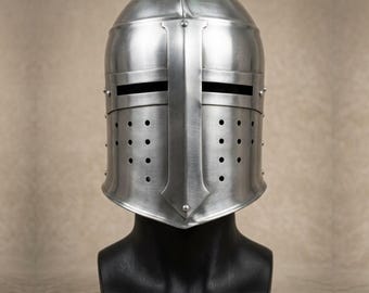 Handmade Polished Steel Sugarloaf Helmet – Medieval Knight Armor Headwear (Mild/Stainless Steel)