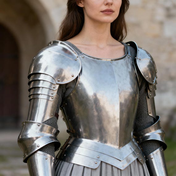 Female Knight Armor Set, Steel Medieval Armor, Women Warrior Breastplate, Pauldrons & Arm Defenses, LARP Cosplay Reenactment Armor