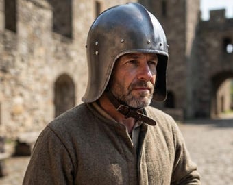 15th Century Open Sallet Helmet, English Archer Agincourt Style Steel Medieval Helmet, Knight Armor, LARP Cosplay Reenactment Helm