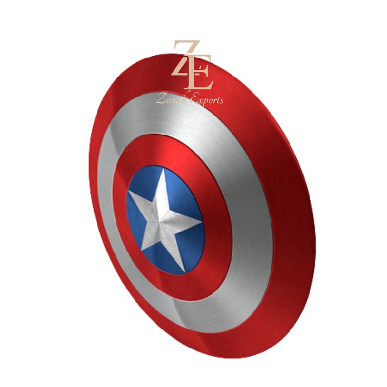 May include: A red, white, and blue shield with a star in the center. The shield has a circular design with a red outer ring, a silver middle ring, and a blue center with a white star. The text "Zar Exports" is visible.