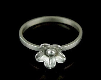 Sil-R-004 Handmade 1 flower sterling silver stacking rings