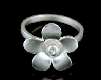Sil-R-002 Handmade 1 flower sterling silver stacking rings