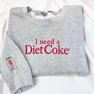 Preciso de um moletom bordado da Coca-Cola Diet para minha melhor amiga, camiseta bordada personalizada da Coca-Cola Diet, bordado da Coca-Cola Diet, camiseta personalizada da Coca-Cola, presente para melhor amiga