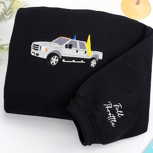 Custom Embroidered Car Photo Hoodie – Personalized Classic Car Gift for Him | Christmas Gift for Dad | Car Lover Birthday Sweatshirt