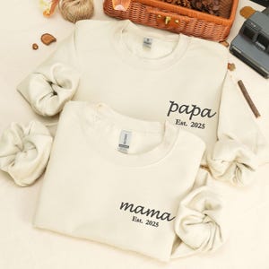 Custom Embroidered Mom/Dad Sweatshirt: Personalized EST Date, New Parent Gift