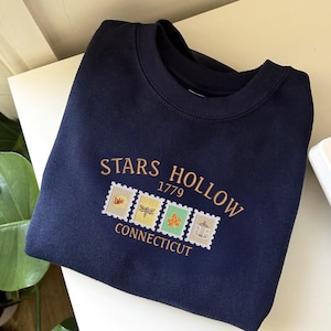 Stars Hallow Embroidered Sweatshirt, Halloween Crewneck, Gilmore Girl Hoodie, Book Lover Shirt, Fall Embroidered Sweatshirt