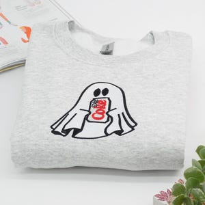 Diet Coke Ghost Sweatshirt, I Need a Diet Coke, Spooky Halloween Embroidered Sweatshirt, Funny Ghost Gift, Pop Soda Cola Drink