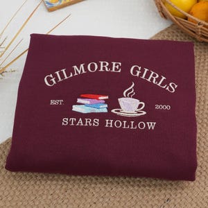 Stars Hallow Embroidered Hoodie, Stars Hallow Christmas Crewneck, Gilmore Girl shirt, Book Lover Sweatshirt, Book & Coffee, Friend Gift