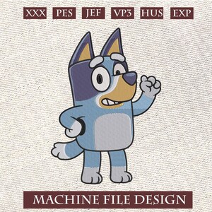 Blue Dog Pattern Embroidery, Blue Dog Embroidery File / Trendy Embroidery File Pattern, Dog And Friend Embroidery Cartoon Shirt