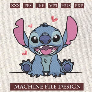 Baby Sitch Embroidery File, Lilo And Stitch Embroidery, Stitch Embroidery Design Files, Cartoon Embroidery Design, 5 Sizes Cute Stitch