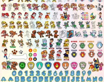 Paw Patrol Designs Layered Pack, Paw Patrol FONTS SVG PNG pack, Kids Birthday Designs, Cartoon Svg, Dog Clipart, Cricut File