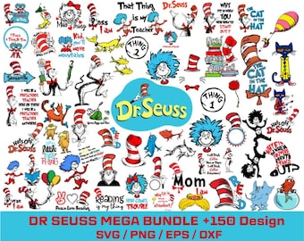 150+ Design Dr. Suess PNG Bundle, Reading Day SVG, Cat In The Hat Bundle, School Teacher Clipart, Digital Download, Commercial Use