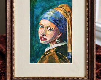 Acuarela original: La joven de la perla.