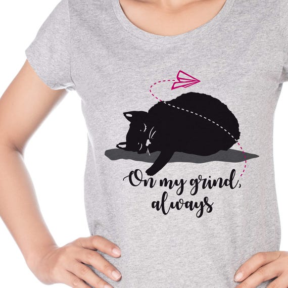 Lazy Black Cat Graphic Tee: Gen Z Humor, Self-Care T-Shirt