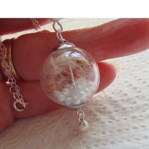 Ketting met paardenbloemzaad, doe een wens, cadeau voor haar, ketting met glazen bol