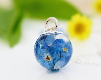 Forget Me Not Necklace, Resin Flower Jewellery, Memorial or Inspirational Gift for Her