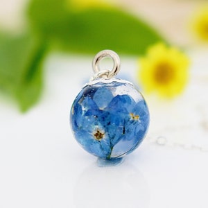 Forget Me Not Necklace, Resin Flower Jewellery, Memorial or Inspirational Gift for Her