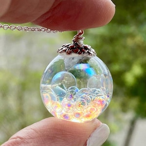 Fairy Necklace – Resin Orb – Magical Jewellery – Rainbow Bubble – Fairycore Jewellery