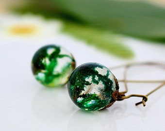 Forest Spirit Earrings with Resin Drops and Moss, Perfect Gift for a Woodland Soul