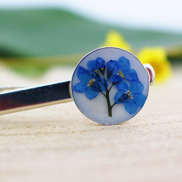 Tie Clip, Real Flower Tie Clip, Resin Tie Bar, Husband Gift, Fathers Day, Boyfriend Gift, Father of the Bride, Gift for Groom, Wedding Gift