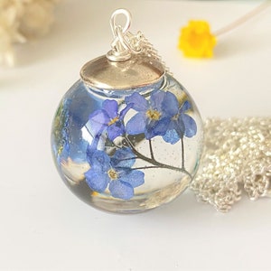 Forget me Not Necklace, Real Flower Necklace, Nature Inspired, Resin Necklace, Something Blue, Remembrance Necklace, Bridal Jewellery