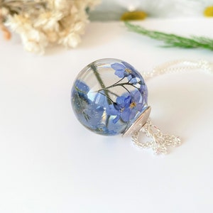 Forget me Not Necklace, Real Flower Necklace, Birthday Gift, Nature Inspired, Resin Necklace, Something Blue, Remembrance Necklace image 2