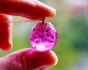 Purple Resin Necklace, Babies Breath Pendant, Nature Jewelry, Botanical Necklace, Wishesonthewind, Flower Lover Gift