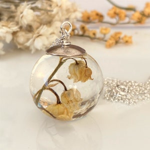 Lily of The Valley Real Flower Necklace, Preserved Flower Jewellery, Botanical Pendant, Gift for Her, May Birth Flower, Nature Inspired