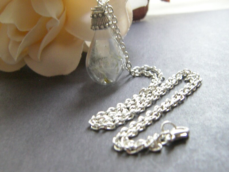 Dandelion Necklace, Hand Blown Glass Pendant, Fairy Necklace, Make a Wish, Bridesmaid Jewelry, Dandelion Jewelry, Handmade Jewellery image 3