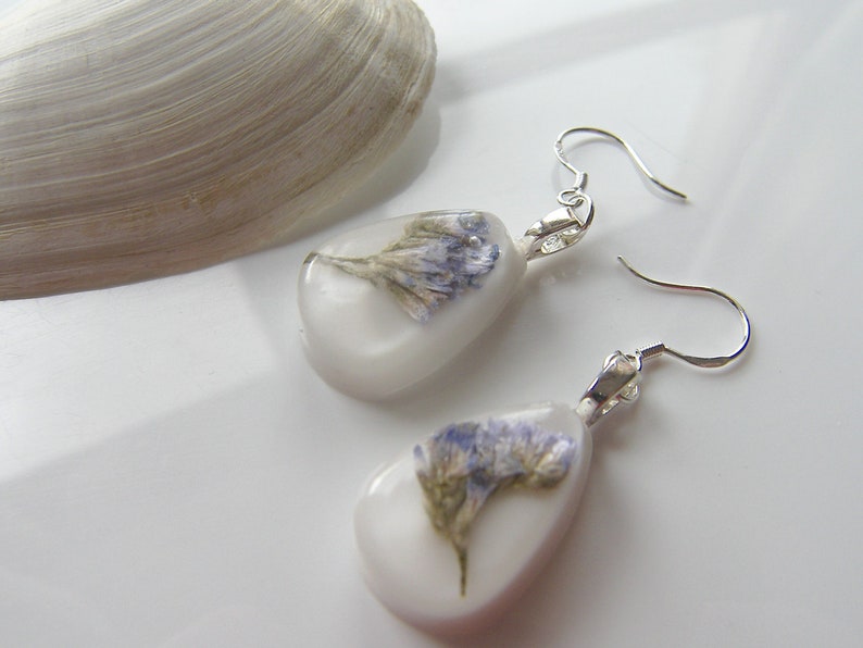 Lavender Earrings, Pressed Flower Jewelry, Bridal Gift, Bridesmaid Earrings, Floral Jewellery, Gift for Her image 3