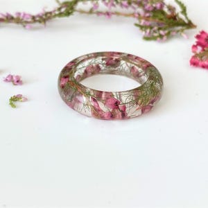 Scottish Heather Resin Ring, Dried Flower Jewelry, Promise Ring for Her