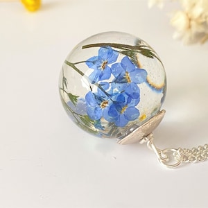 Forget me Not Necklace, Real Flower Necklace, Birthday Gift, Nature Inspired, Resin Necklace, Something Blue, Remembrance Necklace image 6