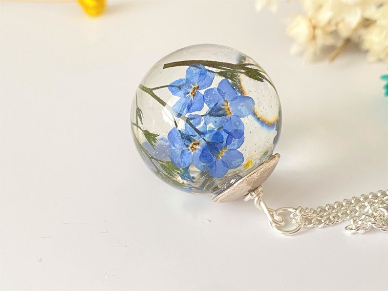 Forget me Not Necklace, Real Flower Necklace, Birthday Gift, Nature Inspired, Resin Necklace, Something Blue, Remembrance Necklace image 6