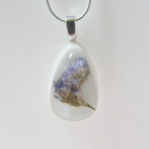 Real Flower Necklace, Lavender Flower Necklace, Flower Pendant, Sealavender, Bridesmaids Jewelry, Wishes on the Wind, Floral Necklace