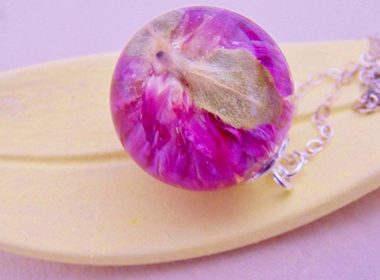 Clover Necklace Purple Clover Pendant Nature Jewelry - Etsy