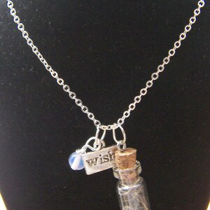 Glass Vial with Dandelion Seeds Charm Necklace Make a Wish Pendant, Holiday Gift, Jewelry for Women image 2