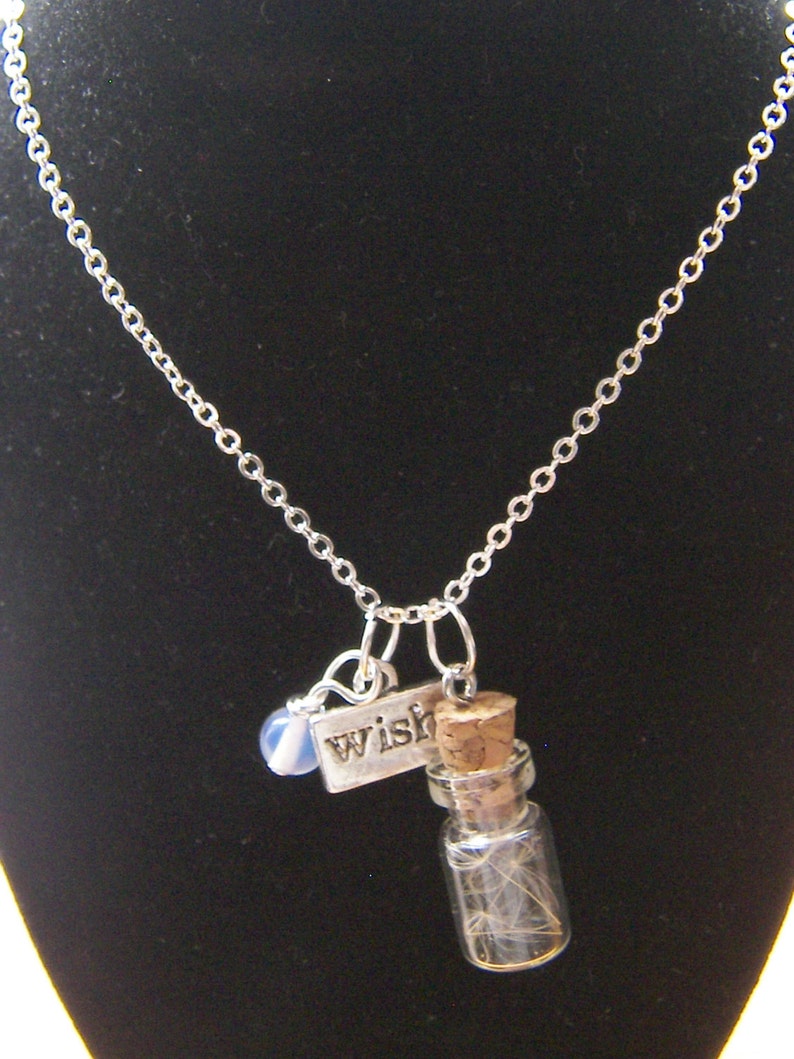 Glass Vial with Dandelion Seeds Charm Necklace Make a Wish Pendant, Holiday Gift, Jewelry for Women image 2
