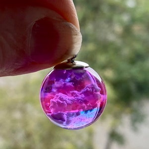 Cloud Resin Necklace, twilight sunset, Pink blue sky, Nature Inspired, Summer Skies, Night Sky